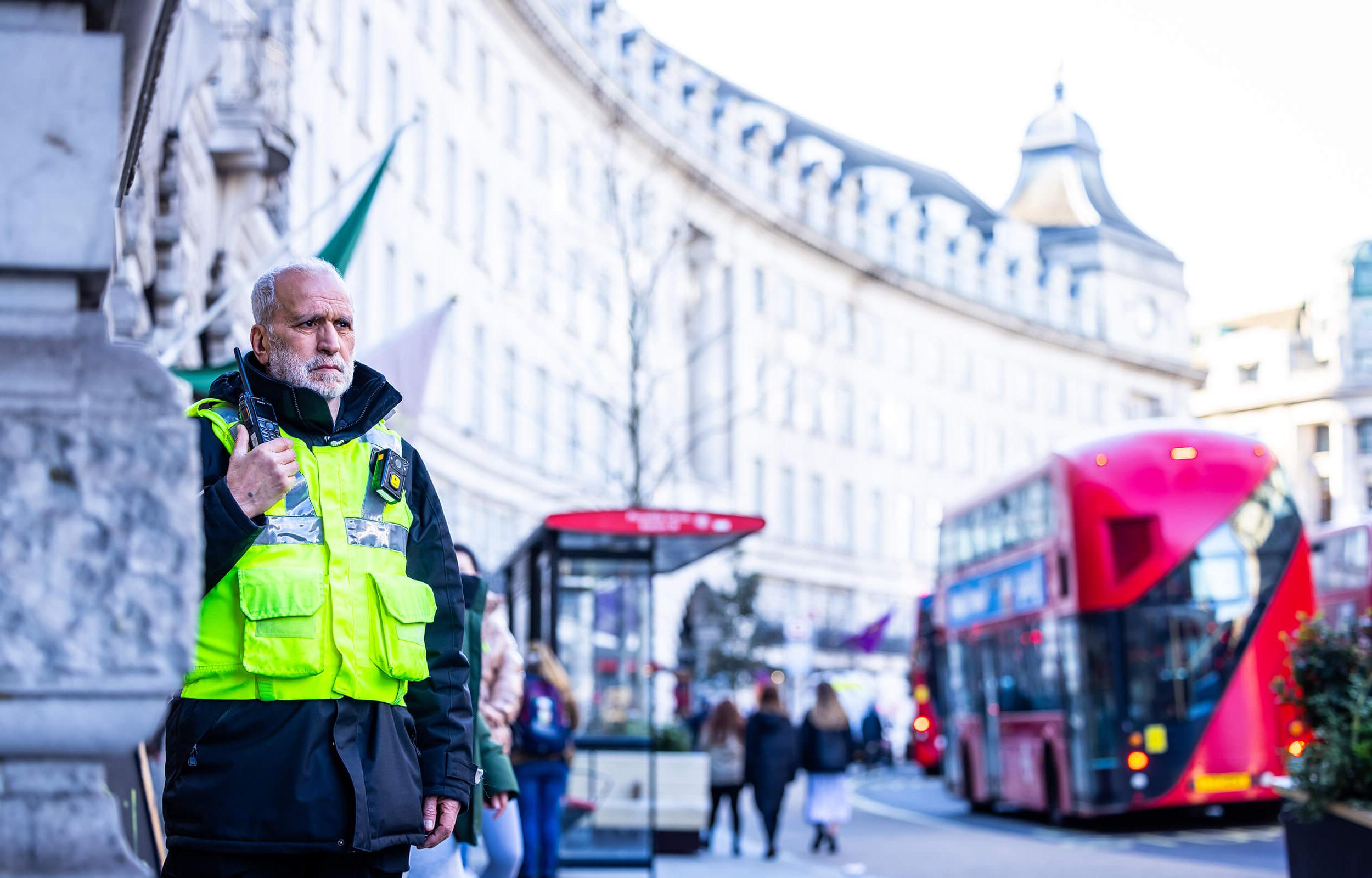 Security guard in Regent Street, London